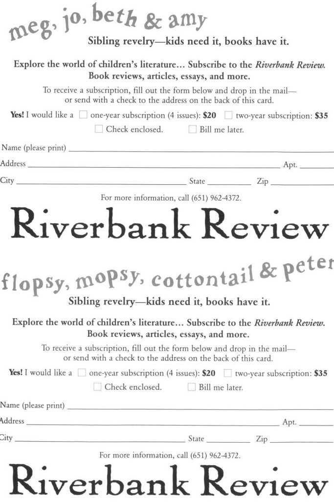 Riverbank Review subscription card