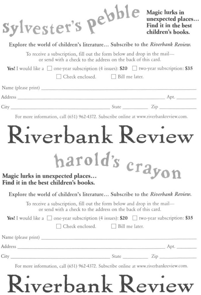 Riverbank Review subscription card