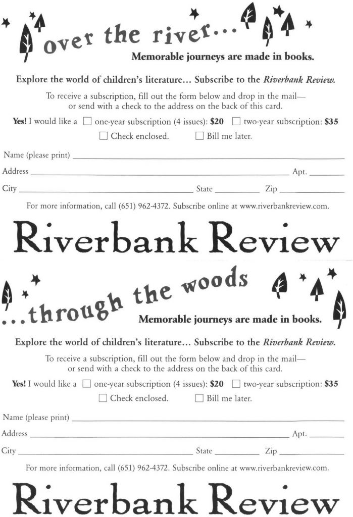 Riverbank Review subscription card