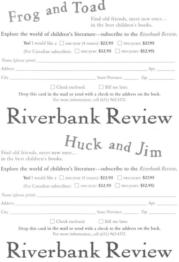 Riverbank Review subscription card