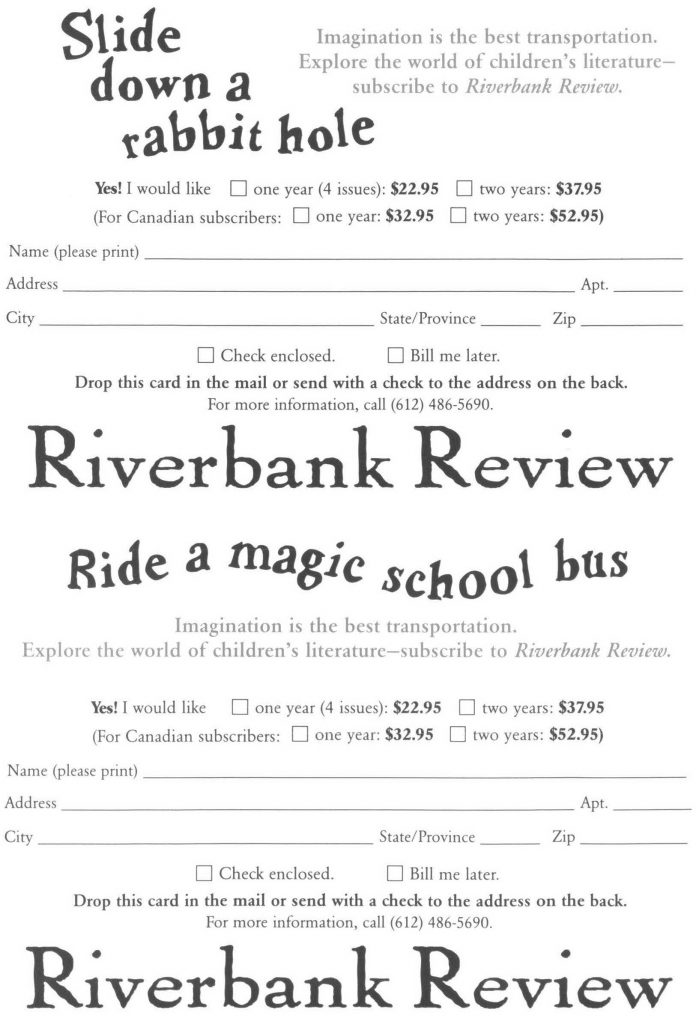 Riverbank Review subscription card