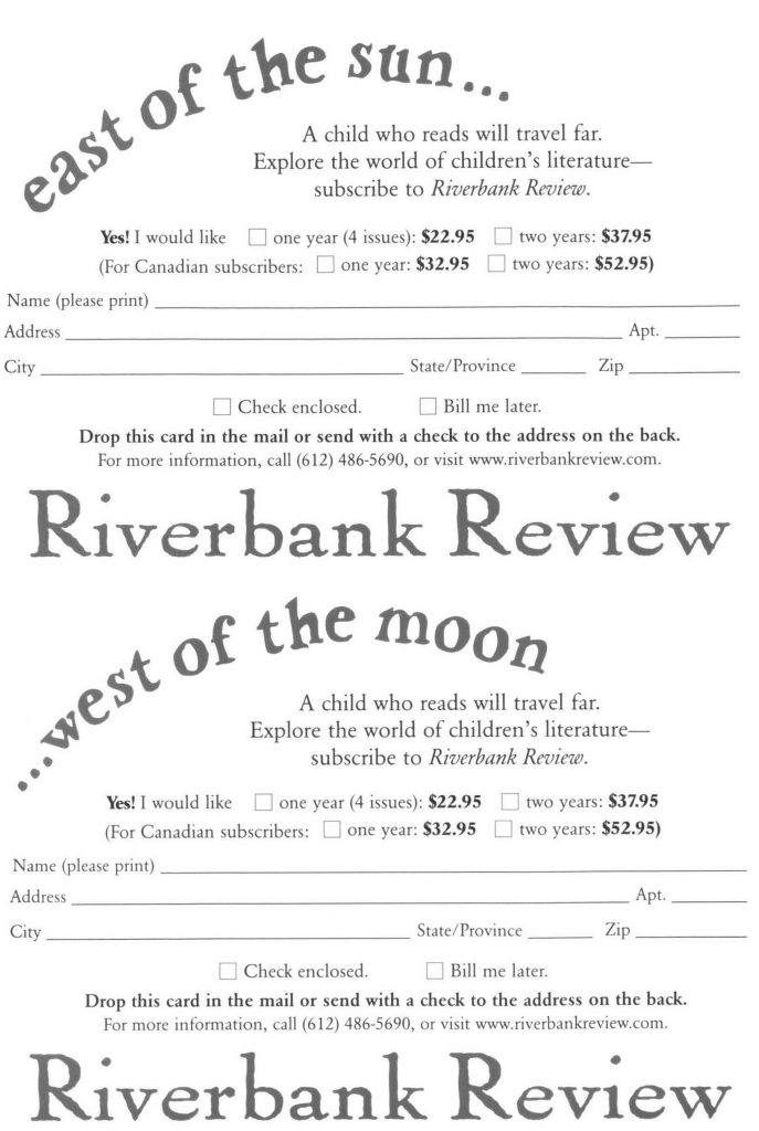 Riverbank Review subscription card