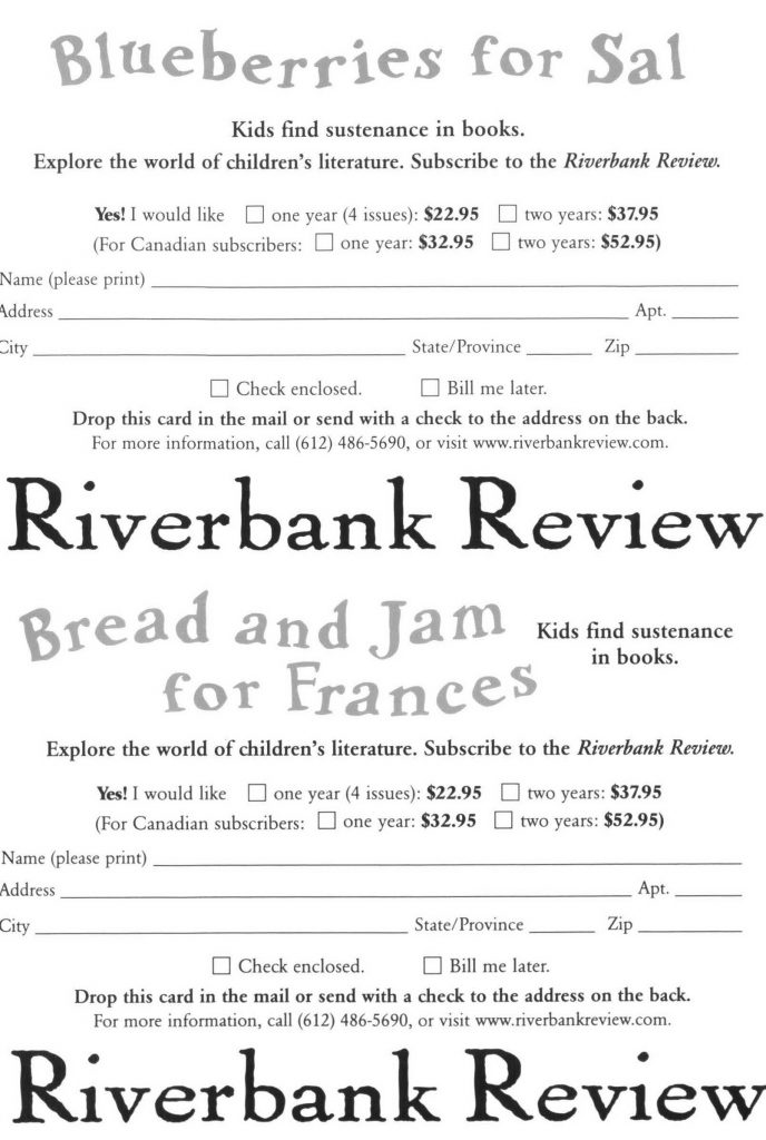 Riverbank Review subscription card